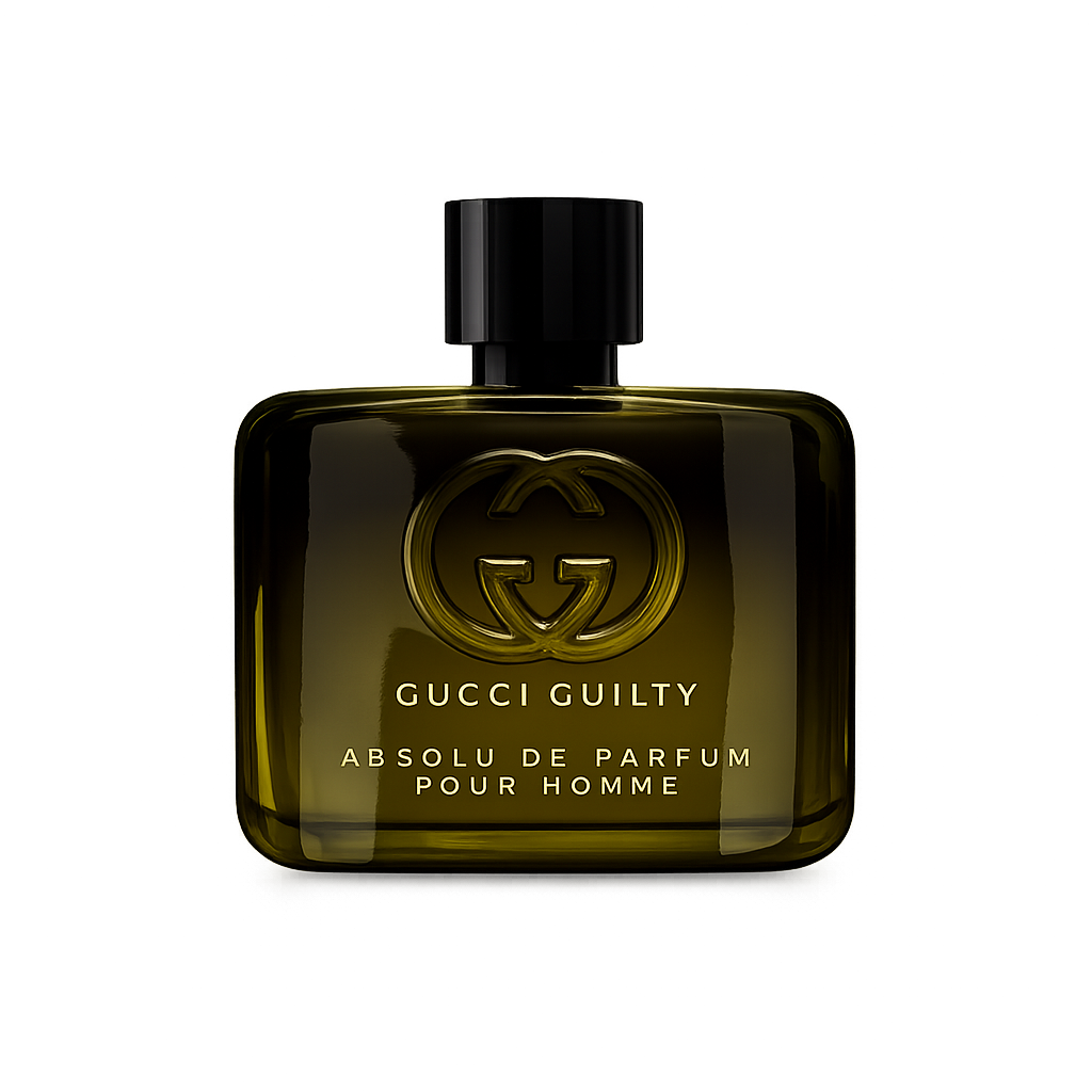 parfum Gucci Guilty Absolu, vue de face sur fond uni