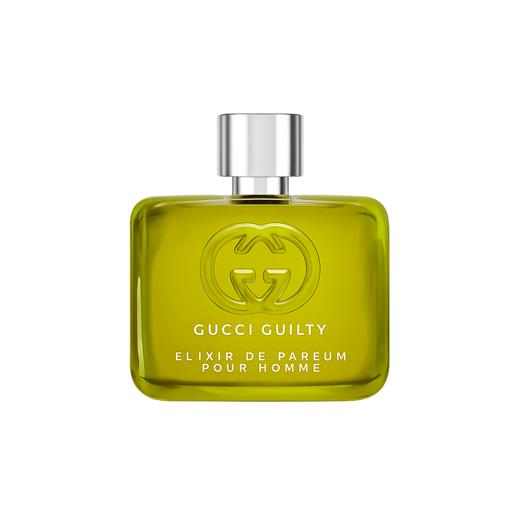 parfum Gucci Guilty Elixir, vue de face sur fond uni