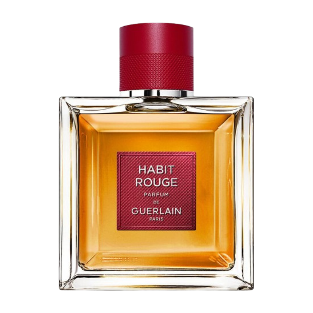 parfum Guerlain Habit Rouge Parfum, vue de face sur fond uni
