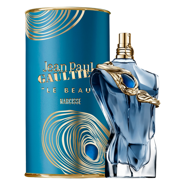 parfum Jean Paul Gaultier LE Beau Narciss, vue de face sur fond uni