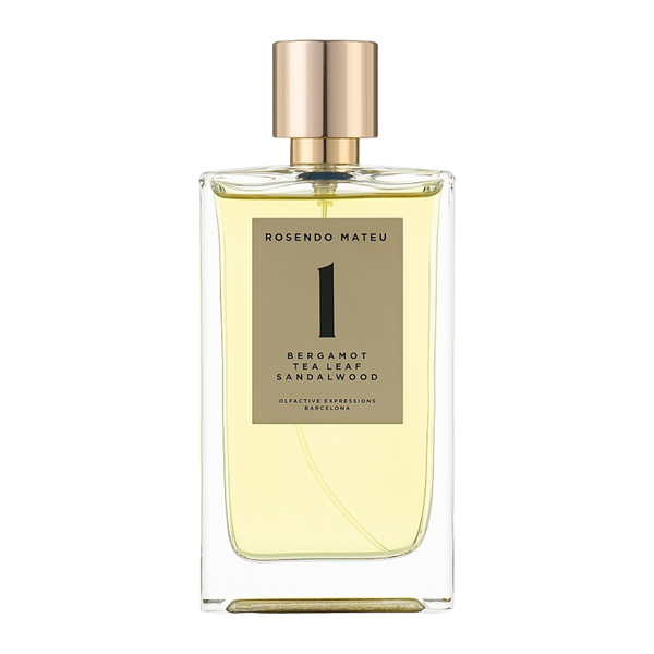 parfum Rosendo Mateu N1, vue de face sur fond uni