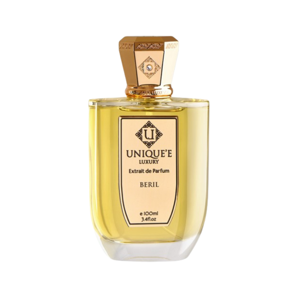 parfum Unique'e Luxury Beril, vue de face sur fond uni