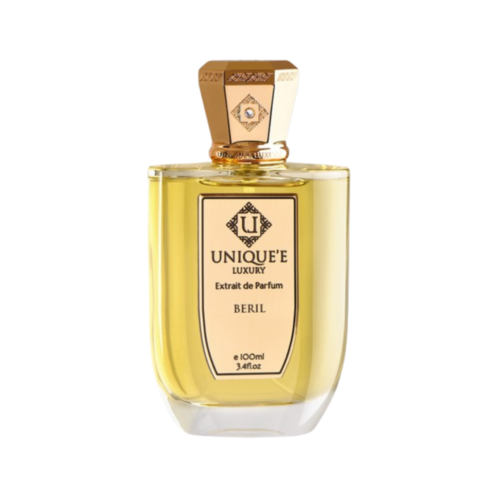 parfum Unique'e Luxury Beril, vue de face sur fond uni